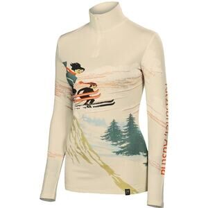 Neve Ski Quarterzip Jumper Base Layer Top Silk Wool Blend For Women Beige sz S